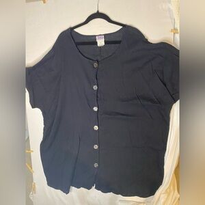 Elegant Black Button-Down Swim Coverup